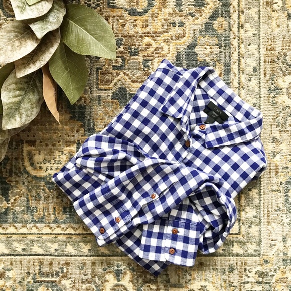 J. Crew Tops - J. Crew - Blue & White Boy Shirt in Flannel Check